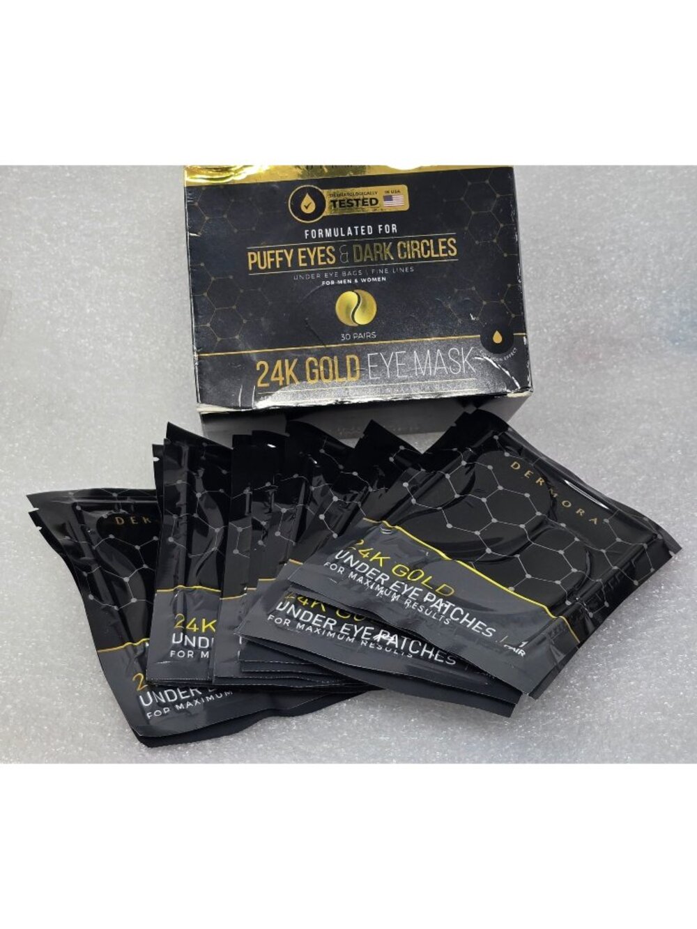 24K Gold Eye Mask Puffy Eyes & Dark Circles Patches For Men & Women 14 Pairs